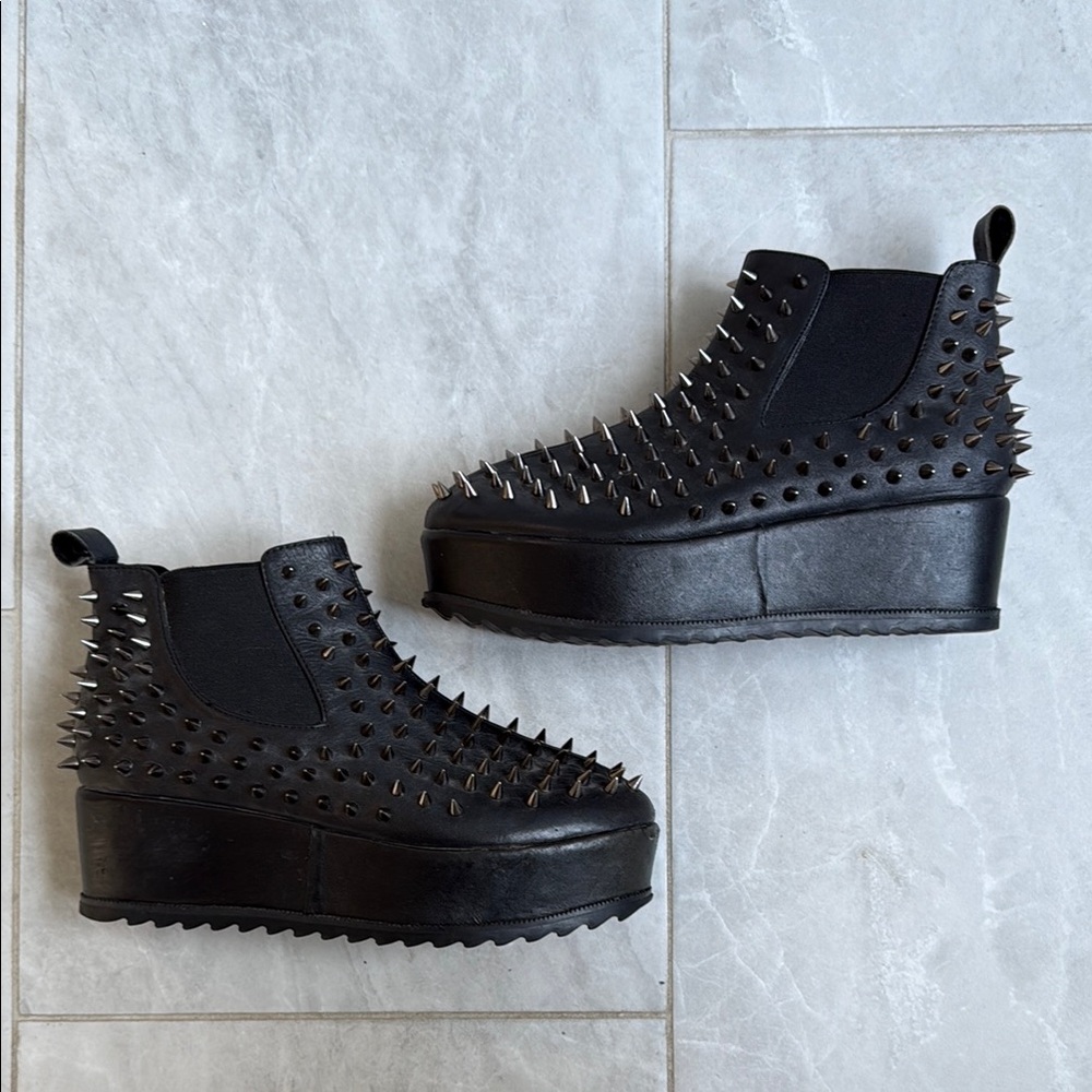 Vintage Unif Black Spiked Platform Ankle Boots
